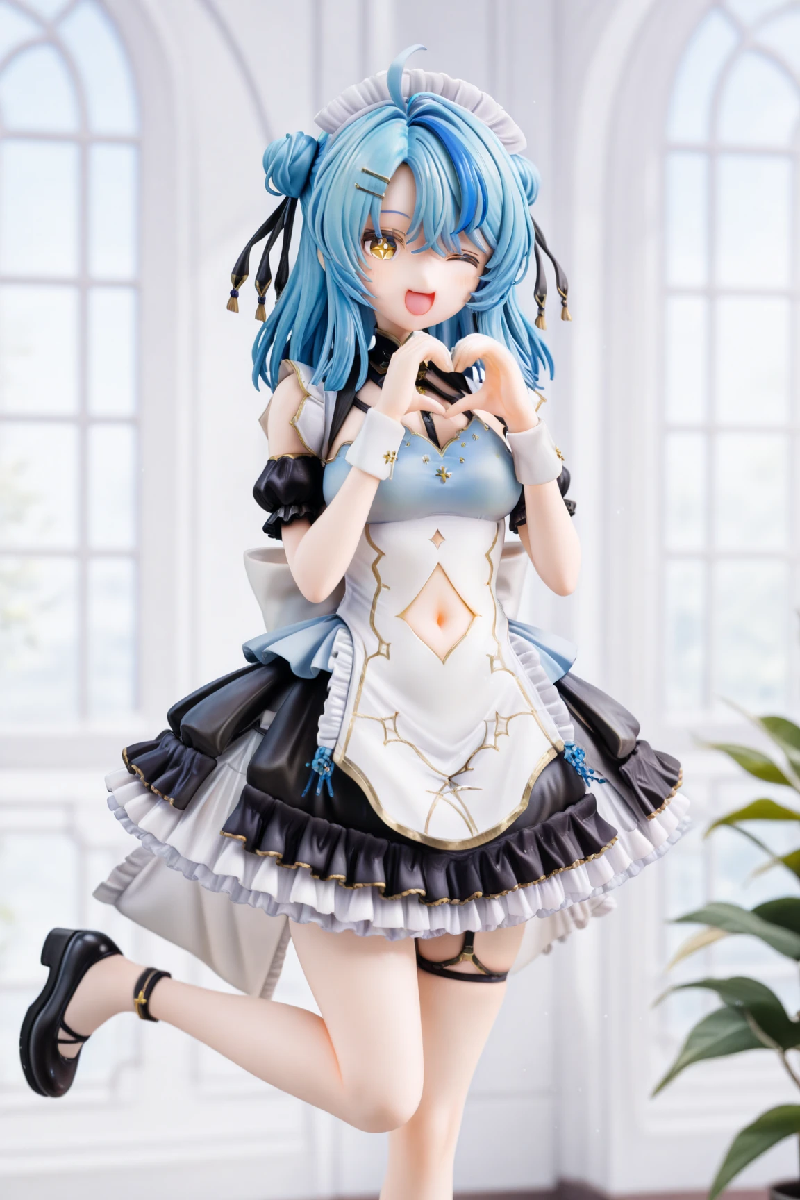 (Blind Box toy style), Halloween Hat、full body shot、PVC figure style、Dark Blue long hair god, (short blue hair), Halloween Designer、Halloween Boy、Shining blue eyes、(realisitic、hight resolution)、(1 girl in)、Do-Up Eye、Korean boy、(Best Quality), (mastepiece), (1boy in), Solo, a beauty boy, Perfect face, Highly detailed airbrush art((Surreal))、Volumetric lighting、(top-quality)、The ultra-detailliert、Highly detailed colorful details、(Bright lighting)、dynamic compositions、ultra-detailed、Her eyes are glowing blue、Background Halloween、pumpkins、flowered platform