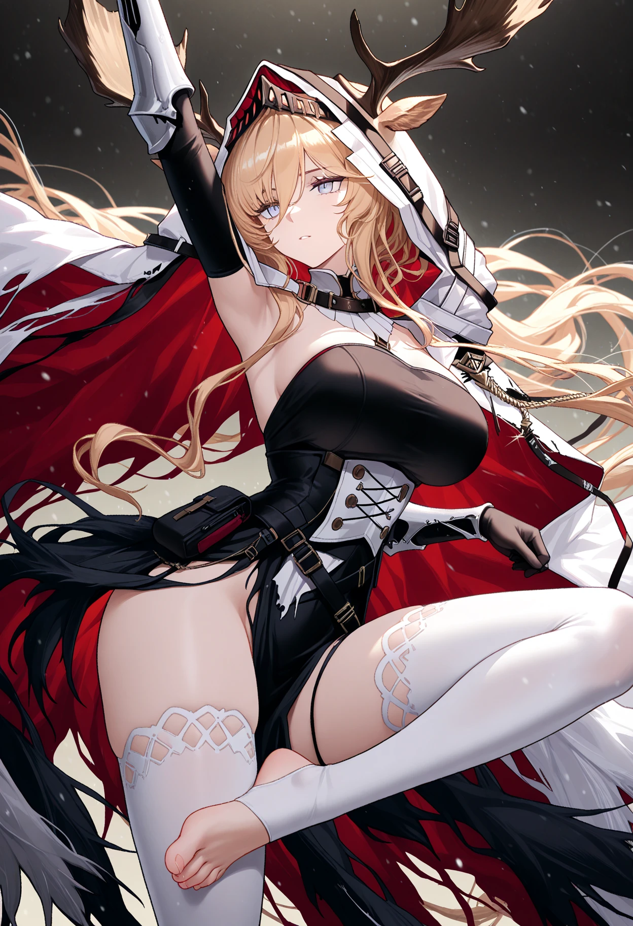 masterpiece, (photorealistic:1.1), best quality, beautiful lighting, detailed, full_body, solo, sex smile, Nemesis,  bangs cover left eye, (Heavy snow), (covered in snow),  <lora:Nemesis_TOF_v1.3:1>