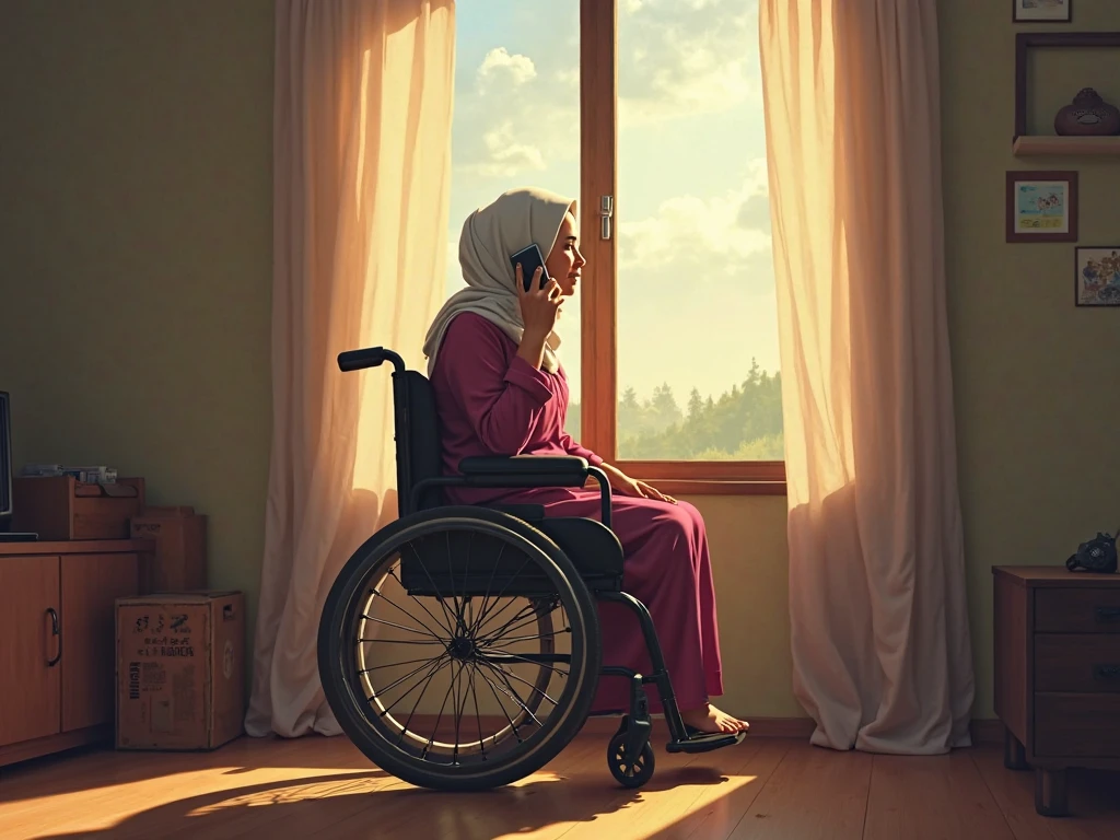 hijab white women wheelchair black pantyhose in jangle