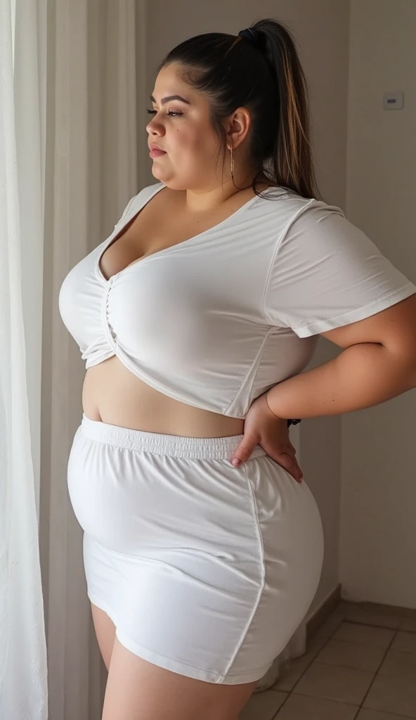 Bbw Pakistani, big boobs, white cotton long dress