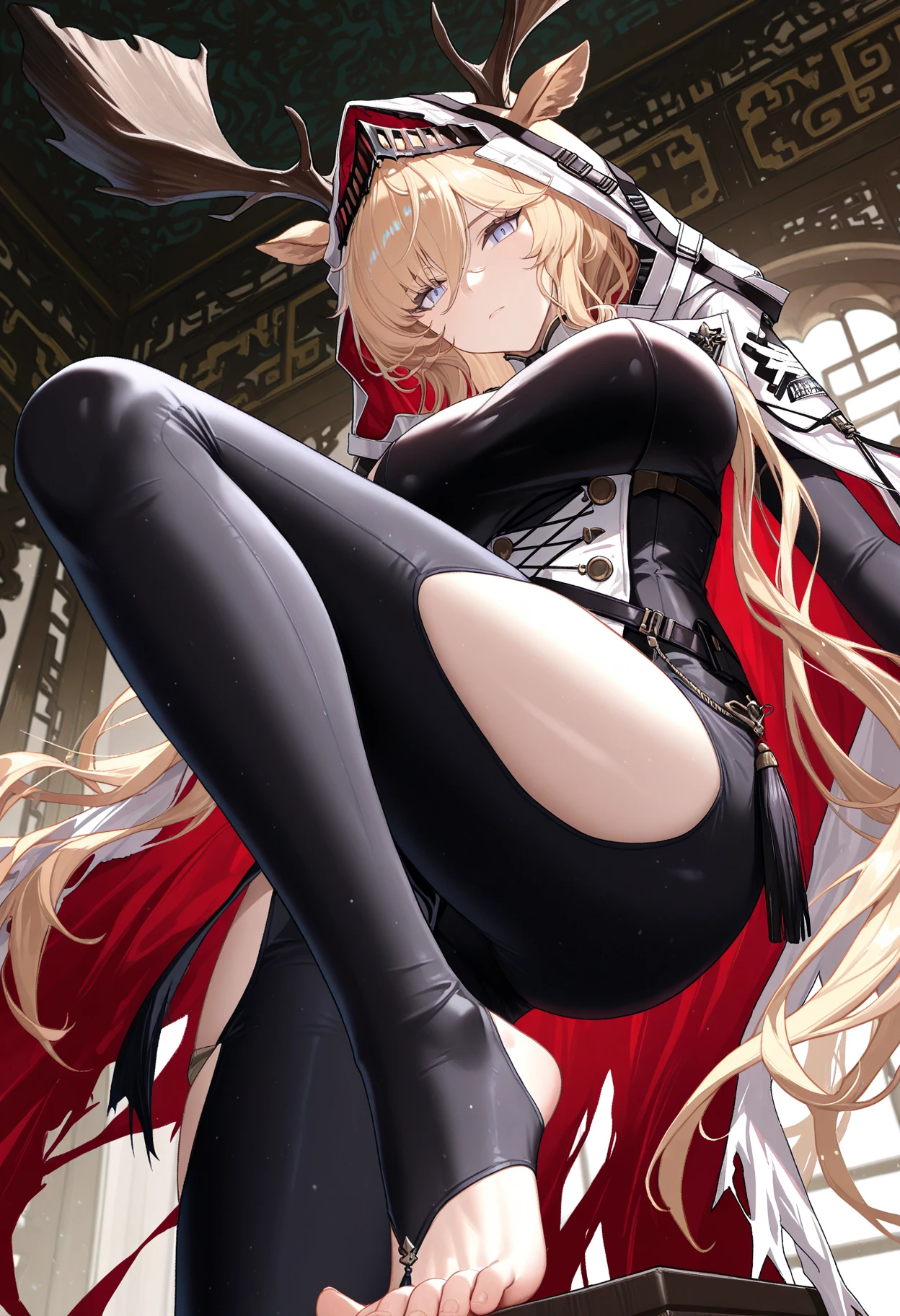 anime girl, high heel boots, leg posing, best quality, leggings, foot close up view only