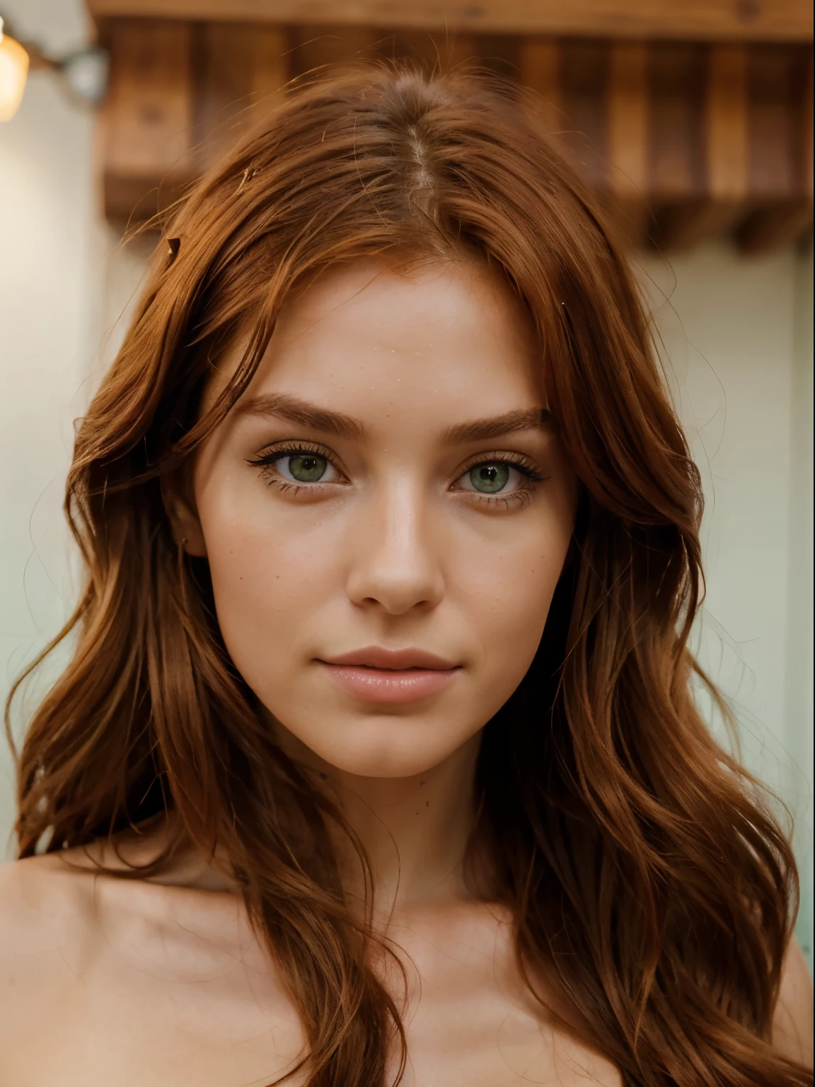 red-haired woman,sun,masterpiece:1.2,ultra-detailed,HDR,vivid colors,beautiful detailed eyes,beautiful detailed lips,extremely detailed face,longeyelashes,portraits,studio lighting,realisitic ,red-haired