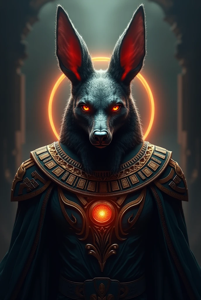 ((best qualityer)), ((work of art)), (detailded), epic gamer style image , 1 ?????? on fire , estilo dragao. ?????? must have a bust image,  because it will be used for the brand logo, Anubia's vision has to be frontal. There must be the ?????? symbol in the background. 