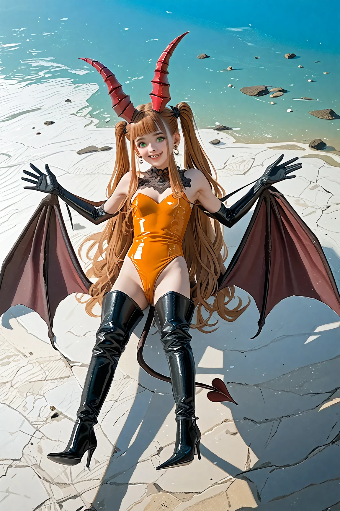 High resolution、High level image quality、8K、real live action、Raw photo、highest quality、masterpiece、16 year old succubus girl、ballerina、unparalleled beauty、devil's black horns on head、young face、(((beautiful girl)))、Pole Dancer、long pointed ears、wear bat wings、grow a devil's tail、Grow fangs、The full moon at night is in the background