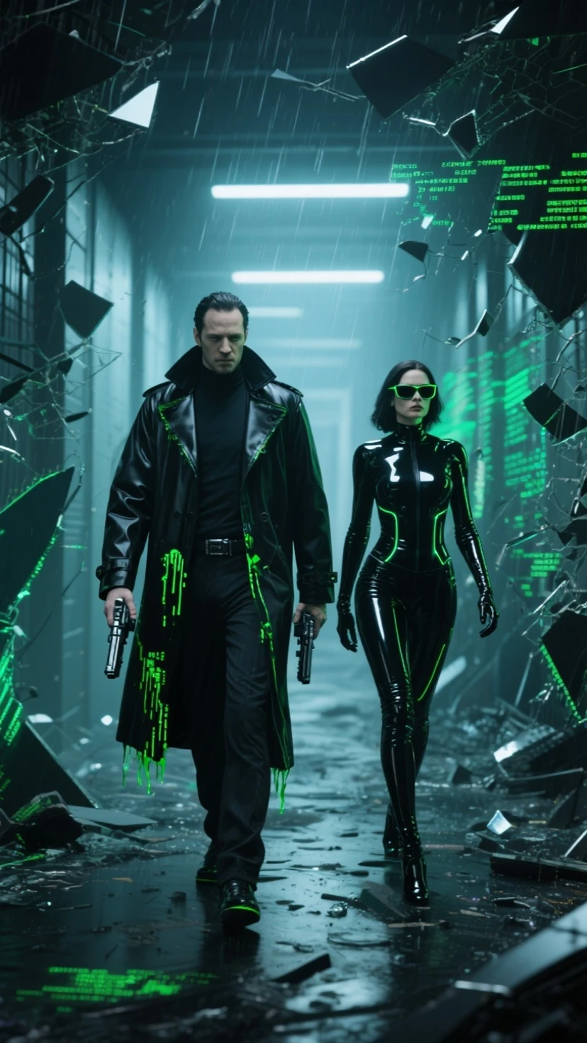 Neo e Trinity saindo da matrix