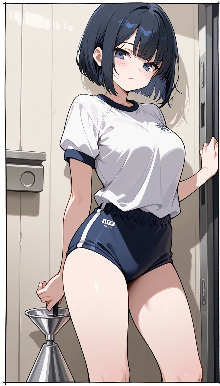 beautiful girl (20 years old), is in the locker room at her school; She is bent over, taking off her wet thong; (side view); she has an expression of embarrassment and excitement; she has voluminous breasts (covered by a transparent bra that reveals her fine nipples); Her thighs and hips are wide and beautiful; beautiful and fine details in the woman's expression; masterpiece, sensual and erotic content.