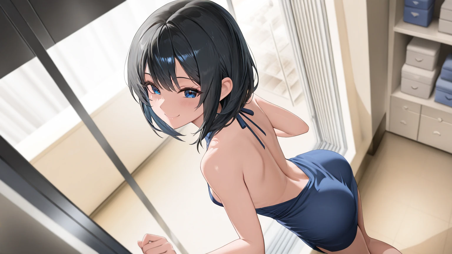 nsfw, beautiful girl , Hayami Ryoko,nipples out,(completely nude:1.3),18 year old, looking distantly, (medium breasts), cowboy Shot,looking viewer, gym lockerroom:1.3, bare breasts, shameful face, embarrassed:1.3