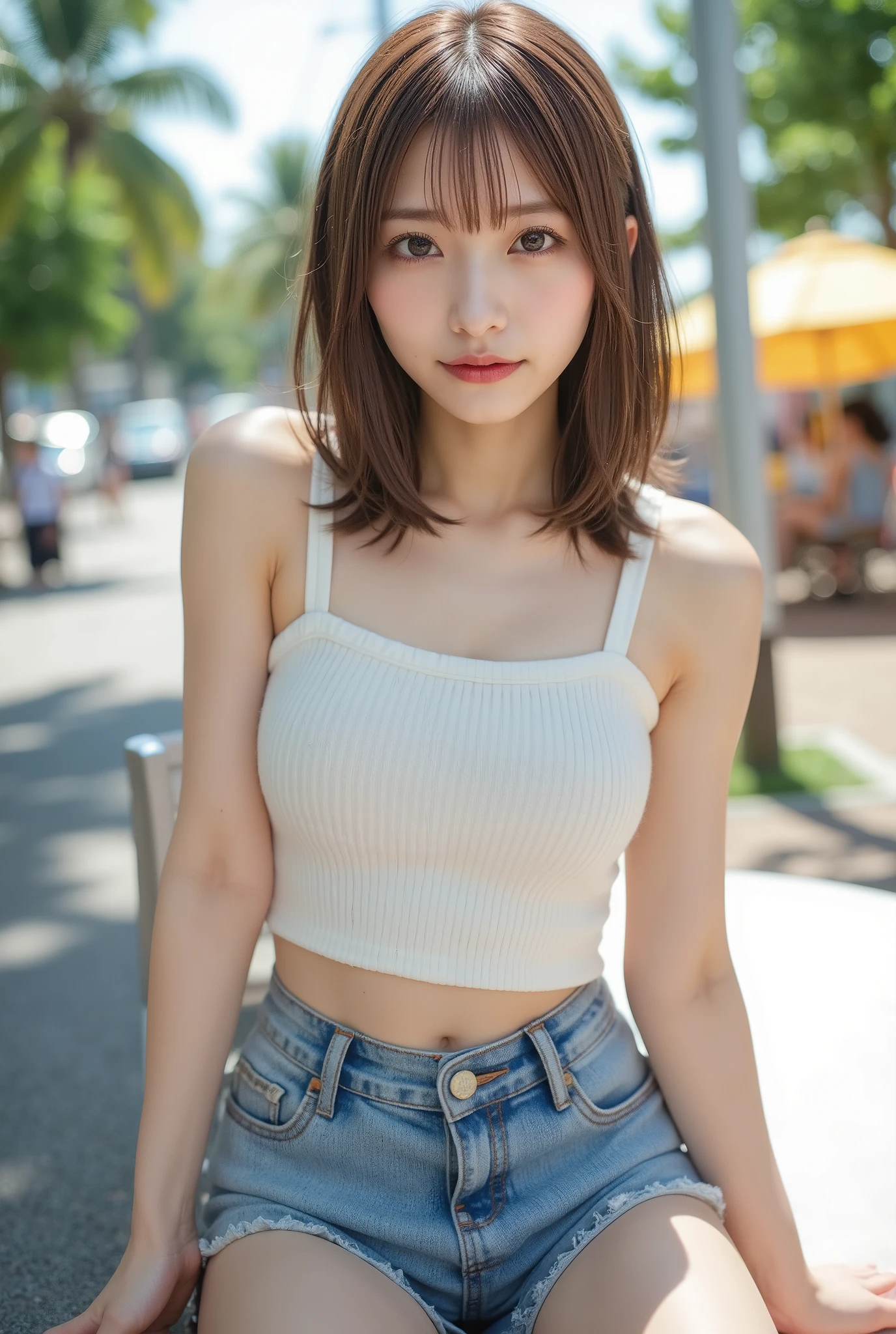 masterpiece, best quality, ultra-detailed, ADDCOMM
1girl, short hair, hairband, smile, downblouse, ((extended downblouse)), gym, ((black camisole)), ((buruma)), split, leaning forward, bent over, hands on own knee, sweat, (nipples), (mature female:1.2)、((short-cut))、Looking at the camera、Transcendent beauty、Moles under the eyes、Thin woman、Detailed skin、no-makeup、Glamorous body, Open your mouth very wide and stick out your tongue、Stick out your tongue, (((blush your cheeks)))