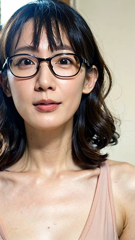 Japanese mature woman 55 years old, looking at the camera, (((highest quality、In 8K、masterpiece:1.3)))、Bust Shot、The whole head enters the screen、Sharp focus:1.2、Beautiful woman:1.5、Slim Abs:1.2、((Dark brown bob cut、Huge boobs:0.8))、A face struck by a violent anger、(White button-up long shirt:1.1)、Sunset beach on background、Highly detailed face and skin texture:1.4、Detailed eyes、double eyelid、Thin gold necklace、Dimples、Open your mouth and cum