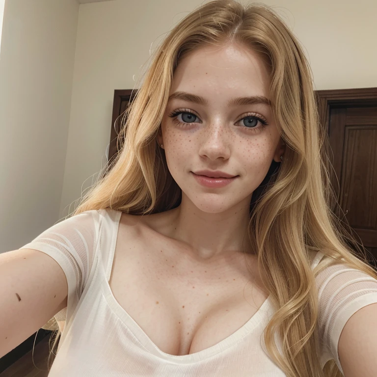 a instagram photo of a beautiful 22 year old Australian woman named Zoey Morgan, (ash-blonde hair)1.15, (cleavage)1.15, luxurious long hair, detailed face, (blue eyes)1.5, symmetric face, symmetric eyes --no glasses, (supermodel)+, white teeth, straight teeth, perfect smile, dimples, realistic eyes, realistic skin texture, perfect hands, (4 fingers), (1 thumb), black top, in bedroom, SFW, hyper realistic, (natural lightning)1.1, perfect shadows, (facing camera)+, (looking into the camera)+, highly detailed, 85mm portrait photography, award winning, hard rim lighting photography–beta –ar 9:16 –s 5000 –testp –upbeta –upbeta –upbeta
