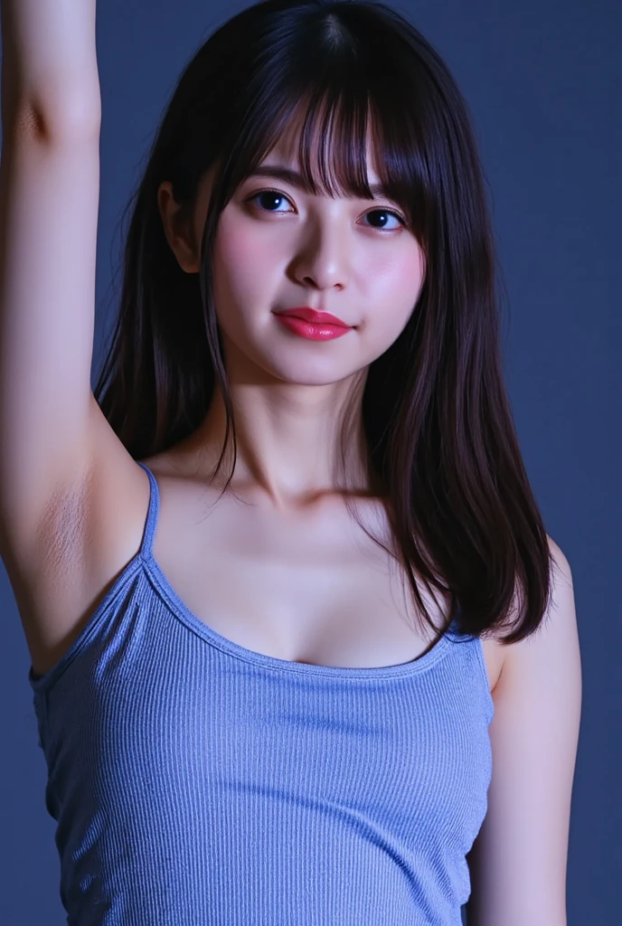 (Realistic:1.3、Ultra HD、Ultra-high resolution、8k、Japanese office lady、Realistic、black collared shirt、At work、)、((Look Viewer:1.8))、(Extremely realistic skin texture:1.4)、(Realistic:1.3)、short hair、(Embarrassed expression:1.5)、(blonde:1.5)、(40-year-old woman、Mature Woman)、Ponytail hairstyle、(Raise both arms to show your armpits:1.8)、(Face close-up:1.4)