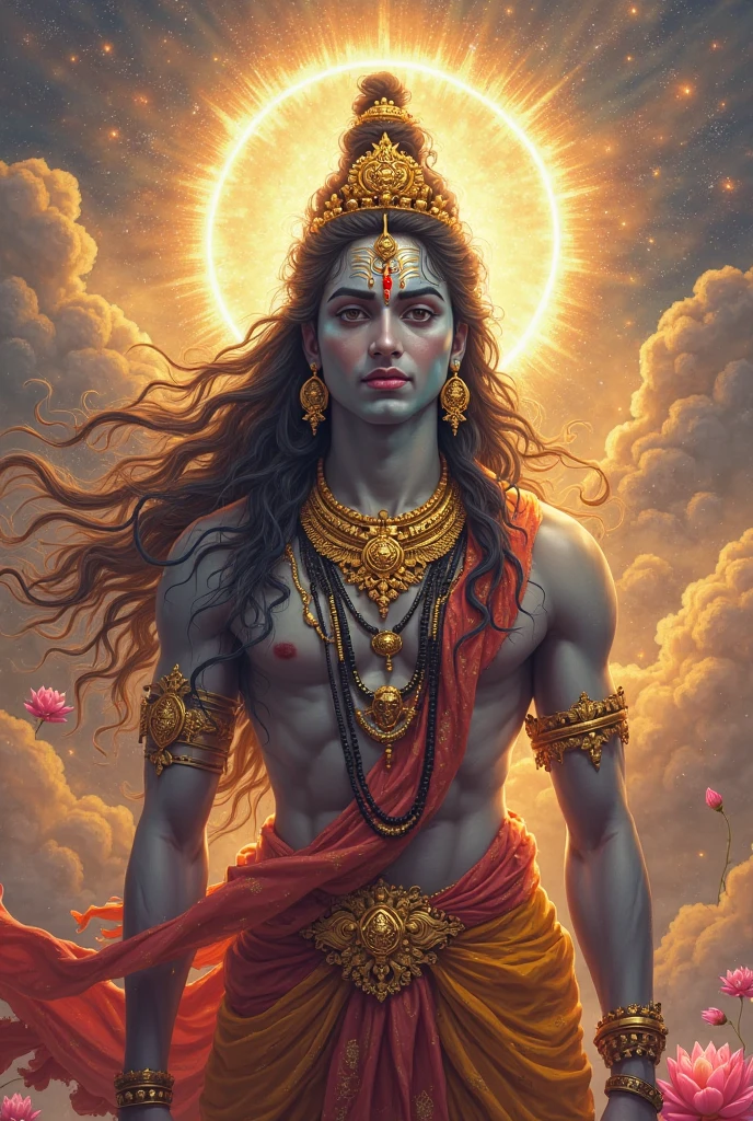 The historical god of India whose form is like Krishna and who lives in heaven. in male version with shinning face