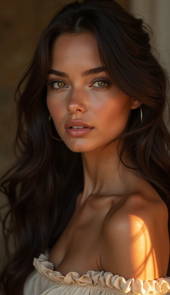 Arafed woman posing on beach with wearing bikiny, fille sexy aux yeux bruns, Portrait Sophie Mudd, cheveux bruns et grands yeux, selfie of a young woman, Yeux de chambre, Violet Myers, sans maquillage, maquillage naturel, looking straight at camera, Visage avec Artgram, Maquillage subtil, Great photo of the whole body kneeling on the bed, dans la chambre, Medium to large bust, sexy ; ;nu