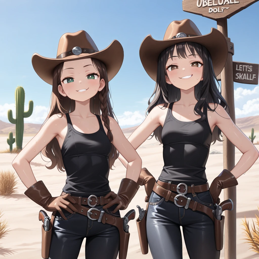 ((Masterpiece)), (Best Quality), (Perfect Lighting), (Perfect Shadows), (Solo), (SFW), ((Accurately Detailed)), Empty hands, Accurate Posture, Perfect Facial Expressions, A young-Adult Girl, with Long Dark-Brown hair, Beautiful Blue eyes, wide hips, (Excessively Huge Breasts), (Extremely Huge Ass), and is slightly short. Wearing an (old weathered Dark-Brown Leather Jacket), a White Shirt, weathered worn Jeans, a Brown Leather Belt, and weathered Grey Boots. She is walking and searching for something in the Desert, so her clothes are dusty and have sand on them, and hasn’t seen any yet. With a cautious pose and confident but scared expression.