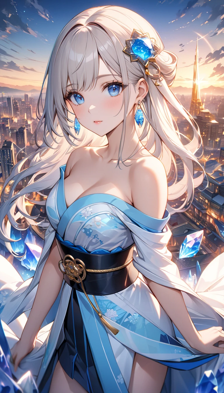 (masterpiece)、(highest quality)、((Super detailed))、(super delicate)、naughty chinese princess、Pastel colors hair、beautiful breasts、gorgeous castle、Fantastic starry sky、aurora