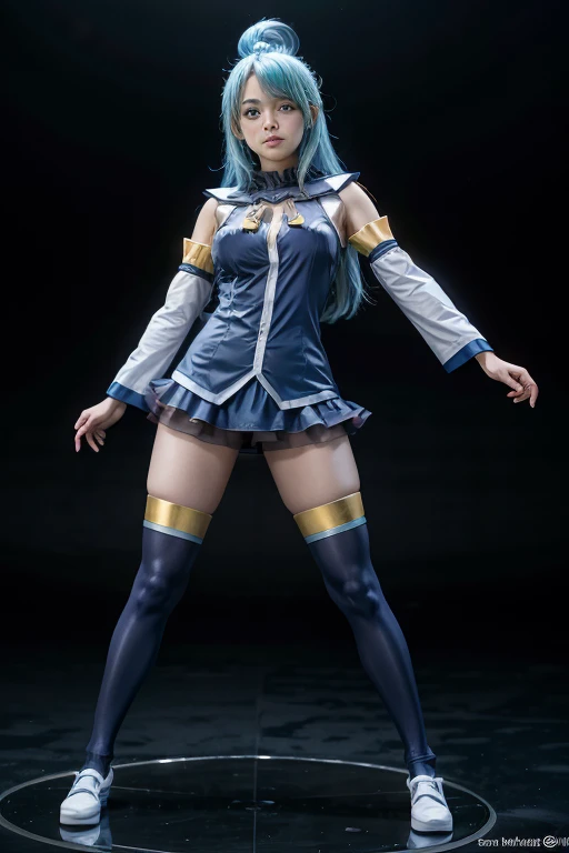 8k,highres,absurdres,masterpiece,best quality,original,extremely detailed CG,extremely detailed wallpaper,perfect lighting,<lyco:GoodHands-beta2:1>,
1girl,solo,blurry_background,looking_at_viewer,standing on the stage,
<lora:Roxy Hart:0.6>,long hair,blonde hair,blue eyes,blue and white armor,breastplate,blue miniskirt,bare shoulders,detached sleeves,white gloves,white thighhighs,