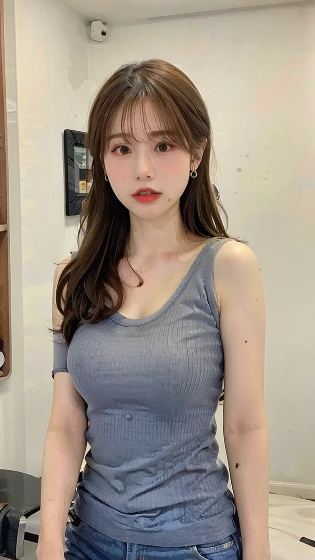(best quality, masterpiece:1.3), (actual, photo actual:1.3), ultra high resolution, ultra high definition, Extremely detailed CG unified 8k wallpaper, (actual skin, Delicate skin), (perfect anatomy), (official art, Beautiful and beautiful), (generous smile:1.3), (seductive face:1.3), (korean woman:1.3), alone, depth of field, classroom,(big breasts:1.1),(cowboy shot:1.5), (suit:1.3), (pants:1.3),(plunging blouse),cleavage,(necklace), (naturally look at camera:1.3), (blunt bangs:1.5), (stockings),(ponytail hairstyle:1.3)