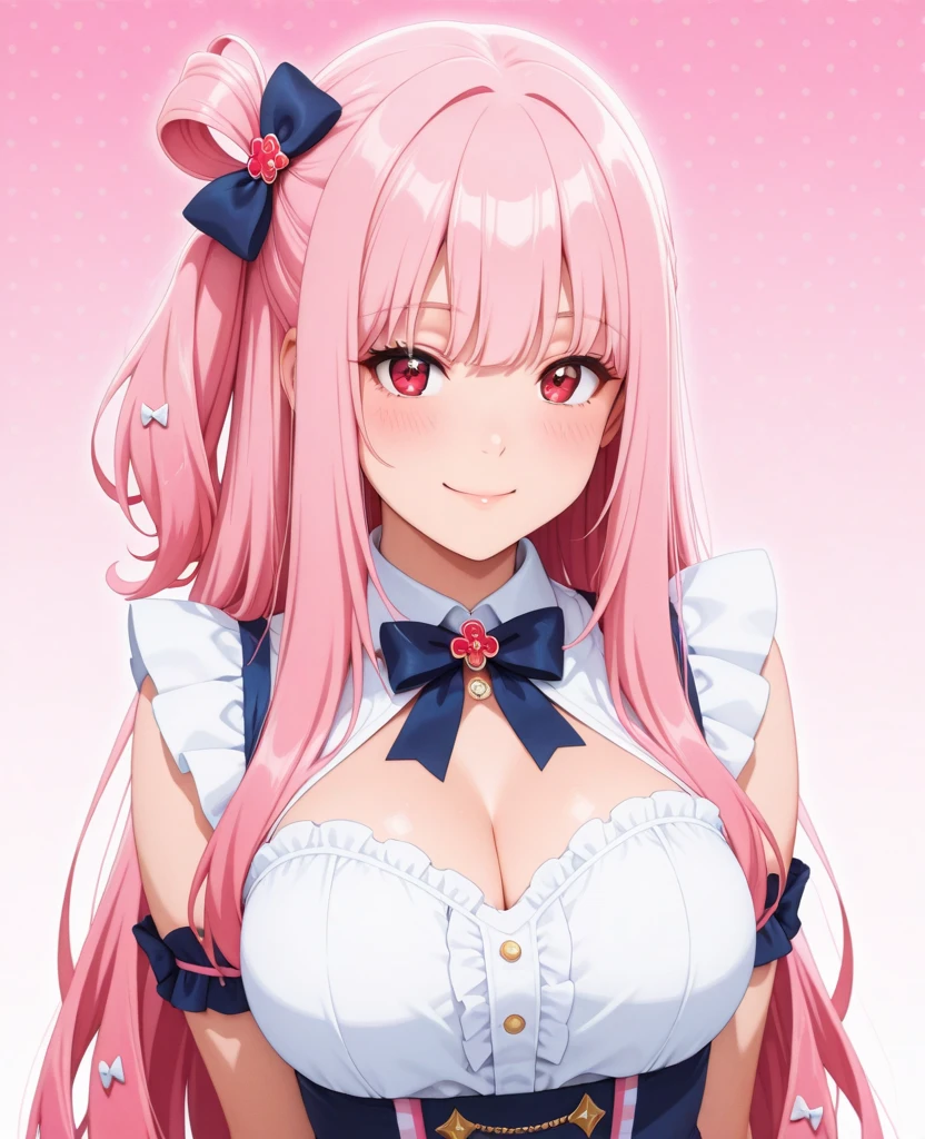 (masterpiece, best quality:1.2), 1girl, solo, face LoRA, pink hair
