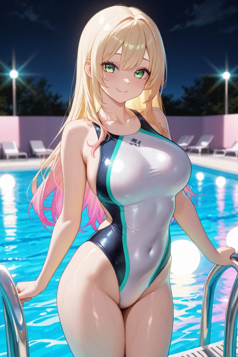 girls swimmers, 2 girls, 2 girls, two girls, multiple girls:1.5, ((girls, twins with extremely cute and beautiful blonde)), (((twins,equal girls, identic girls,lesbian,lesbians,yuri,kiss,hugs))),
(large breasts:1.4),saggy breasts,(((very light blonde hair:1.35,straight hair,long hair:1.4,colored inner hair,ear breathing))),((heterochromia:1.5,eye1 blue,eye2 green,perfect eyes,upturned eyes:1.3,beautiful detailed eyes,finely detailed beautiful eyes:1,big highlight on eyes:1.2)),((fat)),(((lustrous skin:1.5,bright skin: 1.5,skin tanned,shiny skin,very shiny skin,shiny body,plastic glitter skin,exaggerated shiny skin,illuminated skin, wet legs))),(spider lower abdomen,narrow waist,wide hip,athletic body,inflated legs,delicate detailed fingers,detailed body,human hands,(detailed face)),
cute,slutty,seductive,erotic,(((nsfw))),
((one-piece_swimsuit magenta,wearing a one-piece_swimsuit outfit:1.3,magenta swimsuit:1.3)),((wet clothes,detailed outfit,detailed clothes)),
(dynamic pose:1.0),embarrassed,(centered,scale to fit dimensions,Rule of thirds),
cyberpunk city by the ocean at night, with bright neon signs and dark stormy clouds and puddles,
High resolution, sharp focus, (ultra detailed, extremely detailed), (photorealistic artwork:1.37), 8k wallpaper,((synthwave background theme)),((vibrant colors)),(intricate),masterpiece,(best quality),