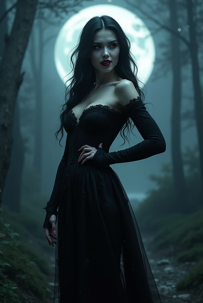 dark lady! beautiful woman in black clothes! {{big boobies}} very big boobs, yellow  eyes, Bblack hair, red lipgloss stick! 
