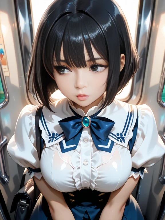 realistic woman, (business executive), 18 years old girl, (open gray blazer, v-neck, ribbon, 50% pleated miniskirt, legs open at a 90-degree angle, thigh-high stockings, 65% private school uniform: 1.2) , executive boardroom, beautiful detail in the eyes, light on the face, ((full body photo: 1.2)), especially strong light, (upper eyes, smile: 1.2), shiny skin, (((black hair, bob hair: 1.2))), (thick thighs), ulzzang-6500-v1.1: 0.2, bashful, (flash: 1.2), NSFW, (puffed), ((seductive posture: 1.2, attractiveness: 1.2)), (inactive), (sitting at the executive table: 1.2)), ((very good anatomy)), ((bright and refreshing classroom)), perfect face, cute and symmetrical face, (low Angle Shot: 1.2)s., Natural side lighting, ((top quality, masterpieces), High Definition RAW color