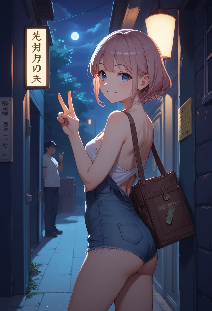 18 year old girl, short blonde hair, big sad eyes, sweet smile, flat chest, choker collar, heavy bracelets, nude, naked, pubic hair, standing, open door, open window, bookstore, books, evening, nighttime, dramatic lighting, cinematic lighting, masterpiece, best quality