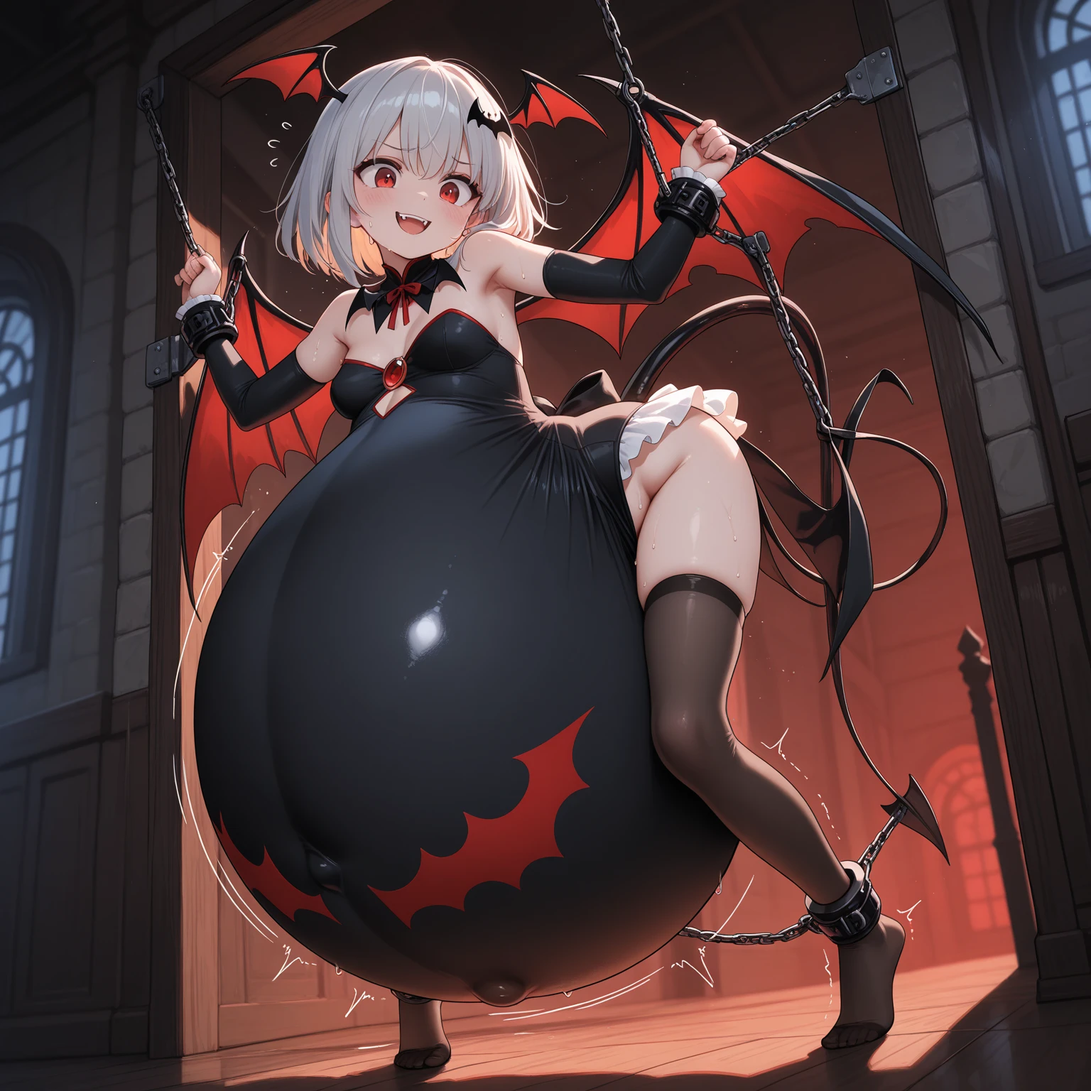 vampire boy with balls and huge cock without underwear with legs open