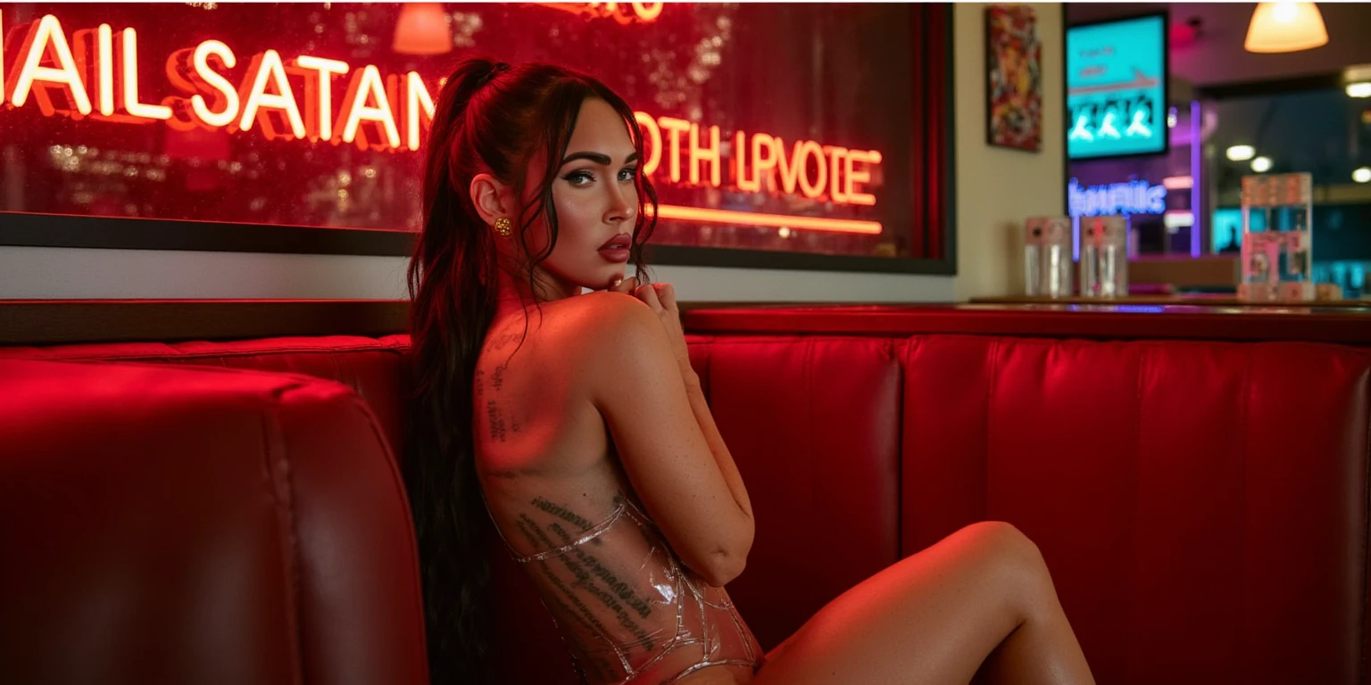 A photograph of (1girl, 19 years old, seductive smile, long eyelashes, neck tattoo, hand tattoo, full lips, long hair, two-tone hair), (Small Body Type:1.1), (petite body), multiple angles,  (con deep_v-neck_dress: 1.3), vestido de encaje blanco, Buenas manos, 4K, high resolusion, obra maestra, calidad superior, cabeza: 1.3, (((Hasselblad photo)), piel fina, sharp focus, (cinematography lighting), noche, soft illuminaotion, Angle Dynamic, [:( Cara de detalle: 1.2):0.2],(((Hotel de 5 estrellas))),