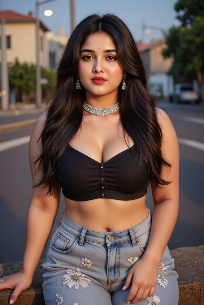 Plus size jhanvi kapoor thick curvy, wide cleavage, bra, cargo pants