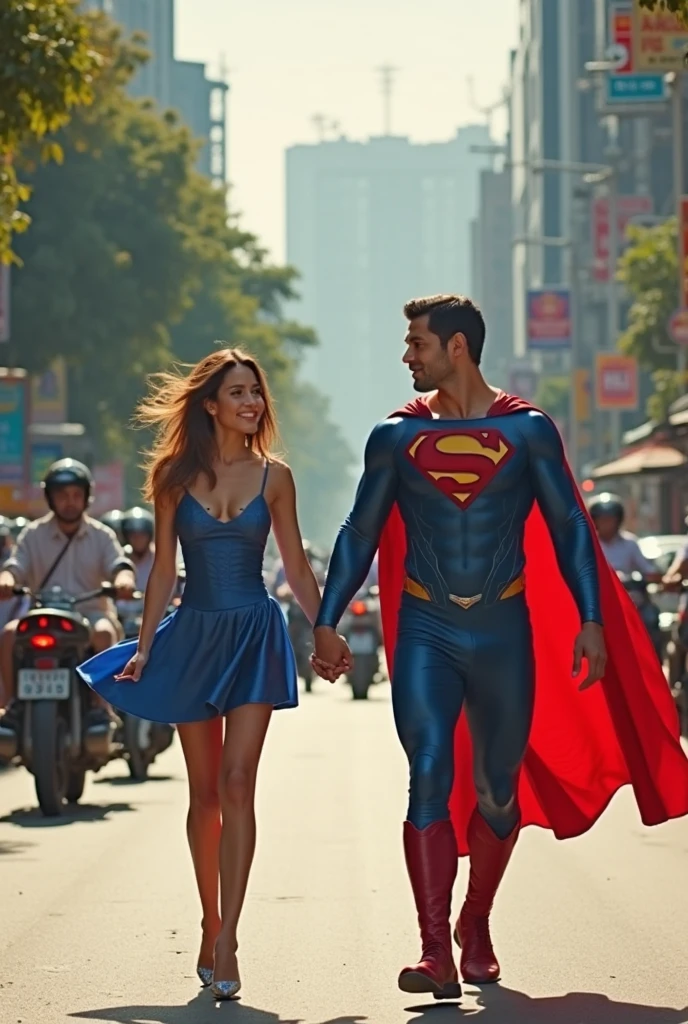 In india, in the middle of traffic, superman is having sex with scarlet witch on the road, and all people on the vehicles are watching him. Full nudity