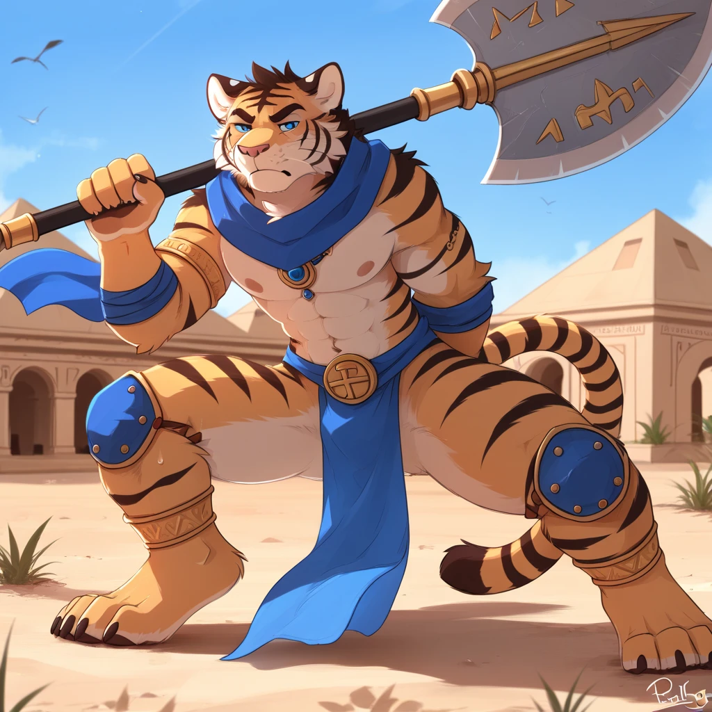 Dancer Cat, playful look, full length, catboy, furry, bara body