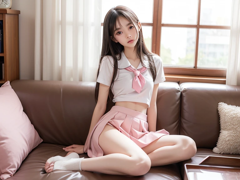 8K, RAW portrait of、 (Women in Japan),masterpiece、Photorealsitic:1.photos realistic, 超A high resolution, Best Quality, Real life photography ,( At night ),
1womanl,(( deep in the night、A girl lifts up her skirt and shows off her panties in the bedroom)),((Realistic Japan schoolgirl))、((School uniform、Plaid pleated skirt、a bow tie))、inside in room、
Big beautiful detailed eyes, Black hair,(depth of fields:1.3),、((Disheveled clothes))、 ((dark-brown eyes:1.5))、(Authentic skin texture)、(Immersive atmosphere:0.8、Chiaroscuro:1.2) 、(looking at viewert)、Looking at the camera、Look at viewers、((embarrassed from:1.3))、A smile:0.3、((Reddened cheeks:1.3))、((Ceiling from below:1.4))、(Body facing the camera)、((up skirt))、((Woman Pulling Up Her Skirt))、((Angle of view from below:1.65))、((Close-up in panties:1.7)、((pantie shot:1.5))、((Very small silk panties:1.4))、((Spread your legs to the sides:1.4))