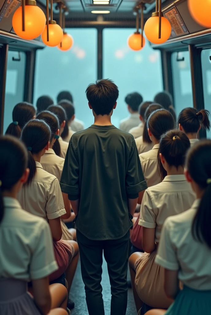 There are too many students wearing realistic school uniforms on the subway