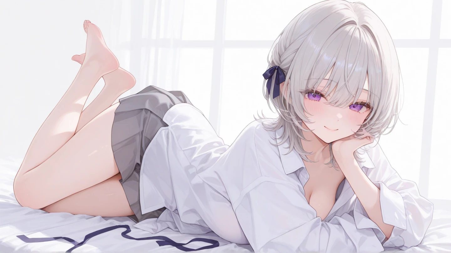 (最high quality,4K,8K,High resolution,masterpiece:1.2),Super detailed,Vibrant colors,Soft Shadows,Beautiful brushwork,Attention to detail,perfect render,rich skin tone,Expressive eyes,Captivating Expressions,Golden shades,Gears in the background,Has long, curly, light grey hair, Blue-purple robot eyes, A headband decorated with pearls and violet camellias, White shirt, Floral dark blue hemline、 (cryin) ,Cute Characters, Most detailed, high quality、(missionary, 1boy, penis, lying, vaginale, ass pov, spread legs, Sex, nsfw)、nose blush、steam、Oblique angle、Shiny Hair、Very fine and beautiful bright eyes、be scared、Very detailed, clear and beautiful face, Being stripped of clothes、No clothes、Slender body、Awards, Anatomically correct、((Scared))