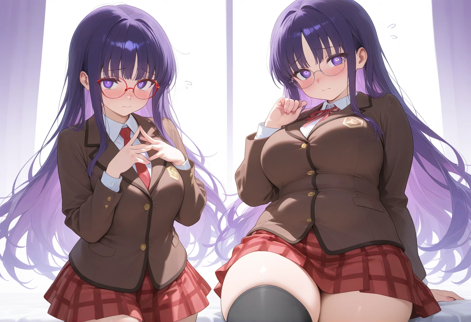 {{{multiple guys}}} Nipple, glans, Big breasts, thick thighs, Intelligent glasses, glasses with semen, tongue sticking out, naughty expression, patchouli_knowledge,purple hair, purple eyes, long hair, pussy, Angle centered on the thigh Pregnant belly swollen belly pregnant woman mouth clenching teeth spread legs legs open crying a lot Rape - semen in hair Rape Scene
