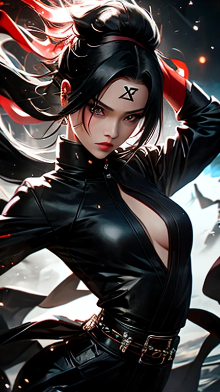 1 vampire girl with tiny tiger teeth , athletic, breasts, sxz-mgr-v1-4000 in battle stand, ninja assasin, holding sword, dynamic pose, covered in blood, dark night, red moon ,(detailed background), military base, (lens distortion:0,7), (chromatic aberration:0.7), (fim grain:0.7), intricate, unreal engine 5, volumetric lighting, realistic, cinematic, 4k, cinematic lighting, depth of field, masterpiece, perfect, hyper-detailed, hard lighting, intricate details, stop motion, hyperfocus, tonemapping, sharp focus, hyper detailed