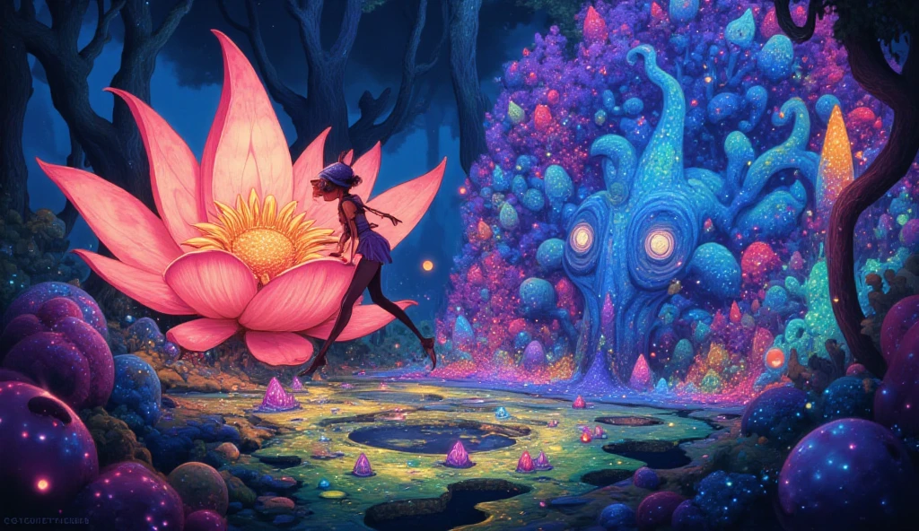 (best quality,4k,8k,highres,masterpiece:1.2),ultra-detailed,(realistic,photorealistic,photo-realistic:1.37),witch,casting spells,blue green purple hues,goddess,whimsical,magical,beautiful,enchanted garden,full moon,nature elements,floating petals and leaves,mystical energy,sorceress holding a staff,flowing robes,mysterious shadows,dreamy atmosphere,vibrant colors,elegant pose,celestial background,ethereal glow