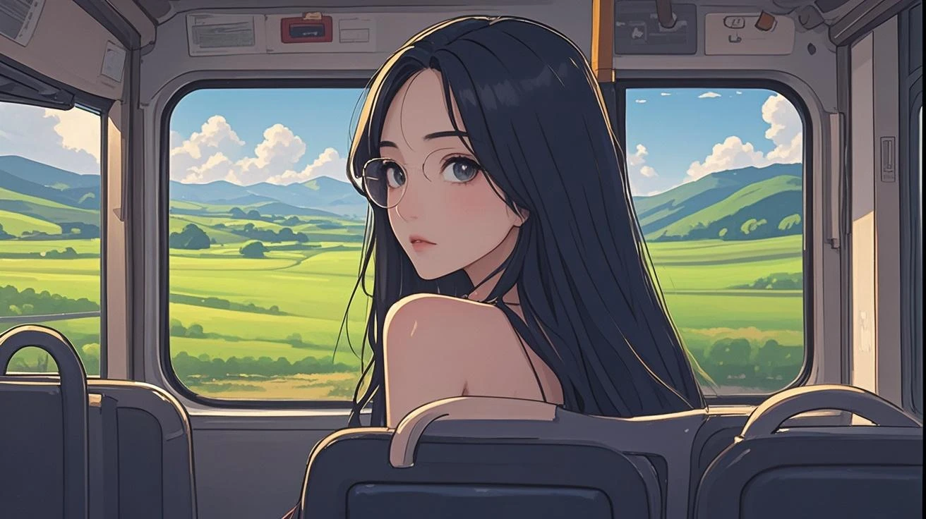 (masterpiece, best quality), 1girl, no panties, bottomless, open shirt, sitting by abandoned train, in a flower field,, warm, summer, vibrant colors, best lighting, best shadows, watercolor