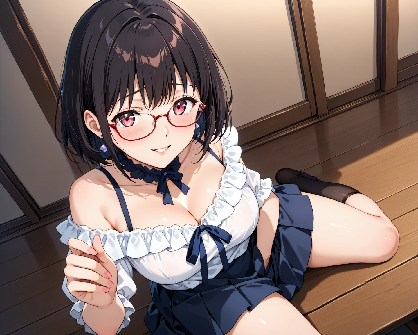 nsfw,(((Pixel Perfect, Perfect in every detail))), alone, One girl, Nakahara Rishi, View your viewers, smile, (masterpiece: 1.4), (8k, Really, RAW Photos, Highest quality: 1.4), Japanese, (1 girl), Beautiful Face, (True Face: 1.4), (Caramel Hair, Long white hair: 1.3), Hairstyle, Realistic blue eyes, Beautiful and fine details, (Real Skin: 1.3), Beautiful skins, Charm, Ultra-high resolution, Ultra-photorealism, khd, Golden Ratio, (Detailed face: 1.4), (Japanese actor: Haruna Kawaguchi),White semi-transparent lace bra, Short black hair,Wet white translucent panties,Browsing Caution,big,emphasis on big buttocks,The nipple areola is clearly defined,Looking into the camera,Sit on the bed,The shape of the genitals shows through,Drenched in sweat,Obscene pose(Bend your knees and spread your legs)