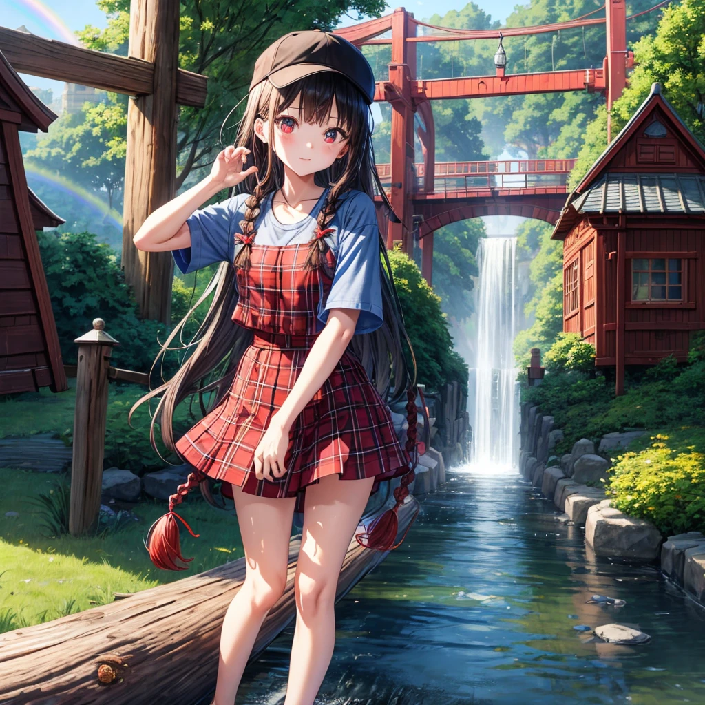 (girl, Twin Tails), fresh natural scenery, full body, (Photography, Raw photo), panoramic view, award-winning, cinematic still, emotional, vignette, dynamic, vivid, (masterpiece, best quality, Professional, perfect composition, very aesthetic, absurdres, ultra-detailed, intricate details:1.3)