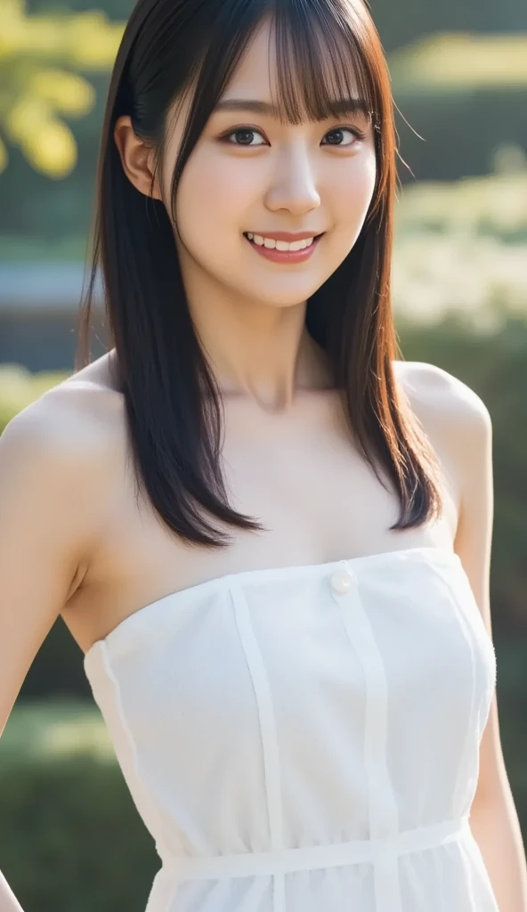 Browsing Caution、A neat female college student、 people、Baby Face、(maikurobikini、A long white camisole that covers the tummy、White panties)、Off-field、(Slime-ified、Great tit、flat 、Small breasts)、Photorealistic、detailed, Skin Texture, Super detailed、Delicate and sexy collarbone、Laughter、Highly detailed face、Detailed lips、Detailed Eyes、double eyelid