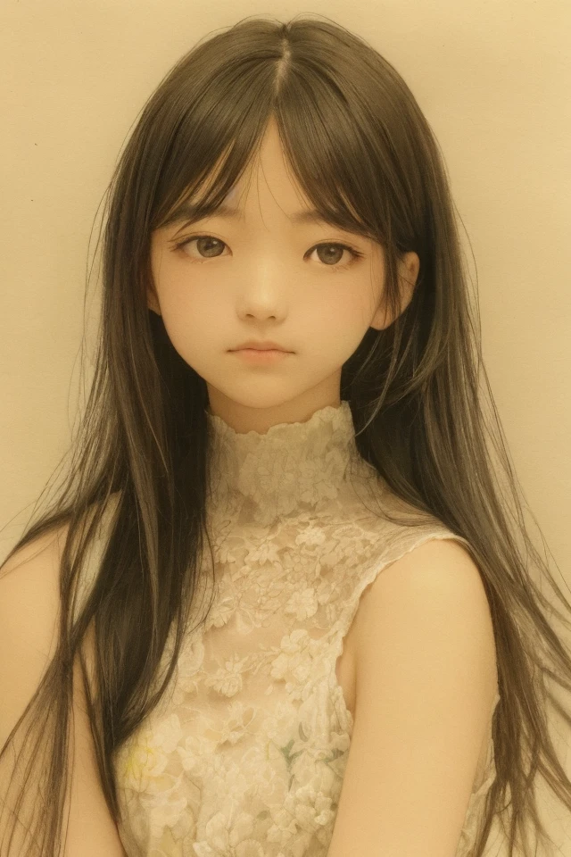 Super Real、Exquisitely crafted Japanese semi-long black hair(((Stuffed Animal Girl)))、A white yukata made of thin, almost transparent fabric、Dimly lit human taxidermy studio、Behind him is a partially constructed stuffed human body with its torso cut off.