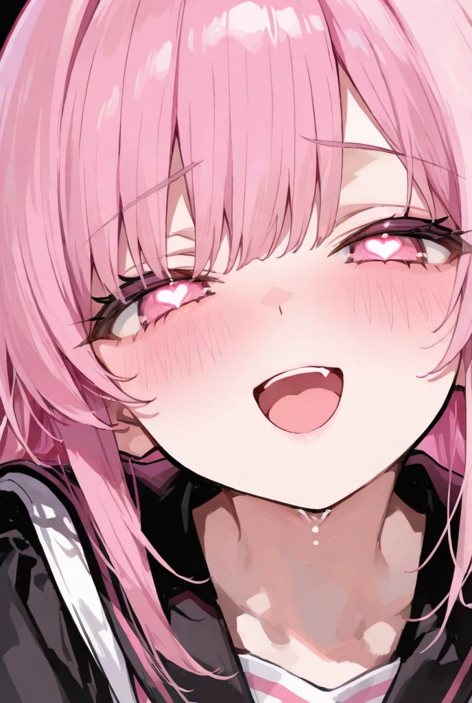 Stupid 、stupid、Saliva、Teeth are falling out、Girl with pink hair、blue eyes