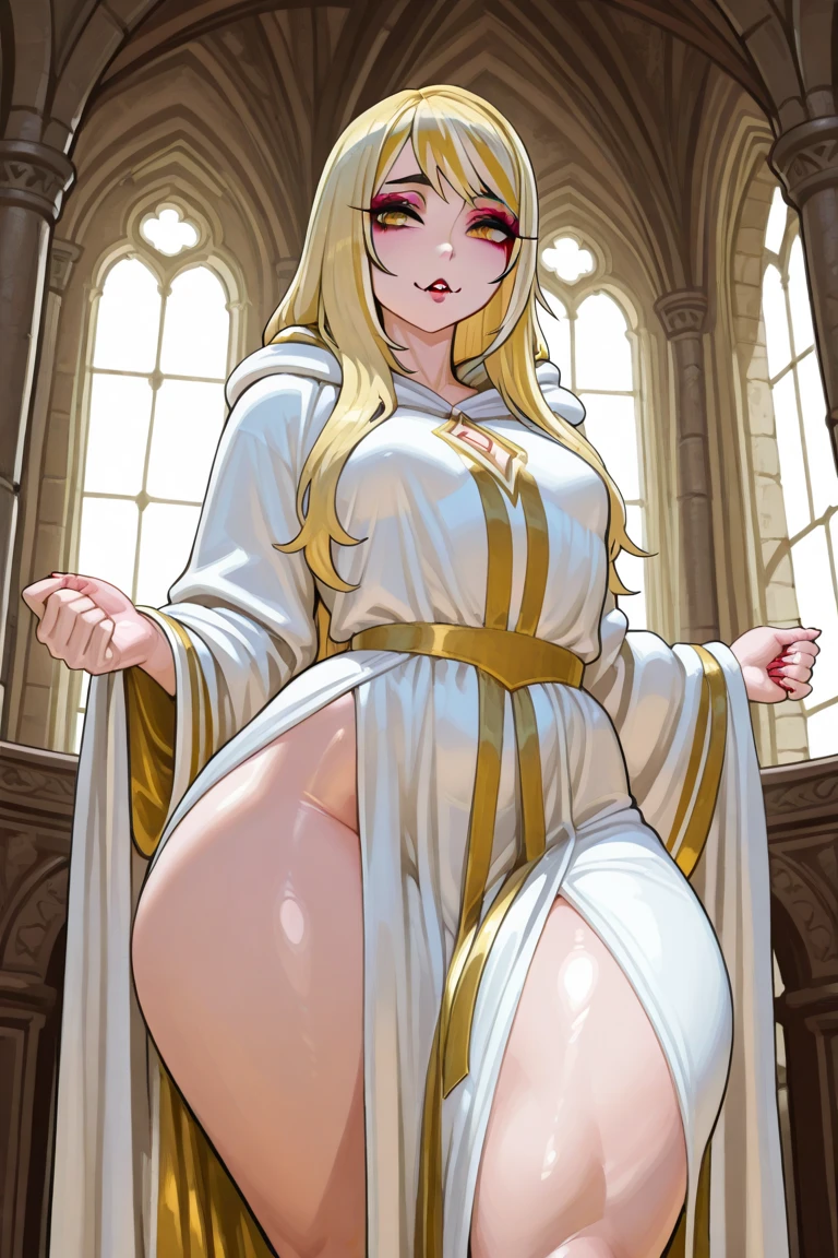 (hero neisan art style:0.7), score_9, score_8_up, score_7_up, score_6_up, Luviagelita_Edelfelt, blonde hair, long hair, bangs, drill hair, blue eyes, BREAK (masterpiece:1.2), best quality, high resolution, (detailed eyes:1.3), perfect lighting, (perfect hands, perfect anatomy), large breasts, sagging breasts,1girl, breasts, female pubic hair, pubic hair, nipples, solo, barefoot, staff, feet, large breasts, jewelry, veil, sitting, soles, spread legs, pussy, orb, navel, pussy juice, seductive smile, drooling, toes, own hands together, necklace, large areolae, leg up, earrings, full body, topless, praying, staff, bathroom, shower, from below, low light, fireflies, bokeh, one leg behind head, veiny breast,