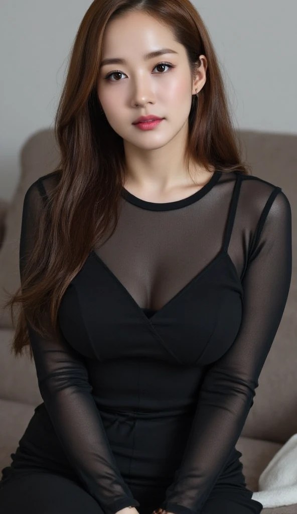(((1 lady wearing, Gray dress with t-shirts)), ((black tight leggings)), ((hand behind back pose)), ((Sitting and Open your legs wide on office chair:2, one knee up, show crotch )), zoom camera in the crotch, angle from below), looking to the side, very smile, blushing, ((background rooftop new york cityscape)), distressed, reluctant, glare, (sexual arousal:1.5, ) , NSFW, 8k, RAW photo, masterpiece, absurdity, top quality, high resolution: 1.1, ultra-detail, hyper-realistic: 1.4, realistic, photorealistic: 1.3, cinema light, film grain, closeup, full body, depth of field, eye focus, young, 85mm lens, f/1.5, Professional lighting, portrait, photon mapping, radiocity, physically based rendering, transparency, soft light, realistic face, realistic body, realistic skin, clean: 1.8, Dark red hair, hairstyle to match the trend of Japan in 2023, Huge-breasted not closed: 1.2, blusher, good style, (very dark lip gloss, bright red lipstick, so many eyelashes, blue eyes, pitch black eyeshadow big-breast), company, camel toe, long legs, PureErosFace_V1: 0.8, dynamic pose