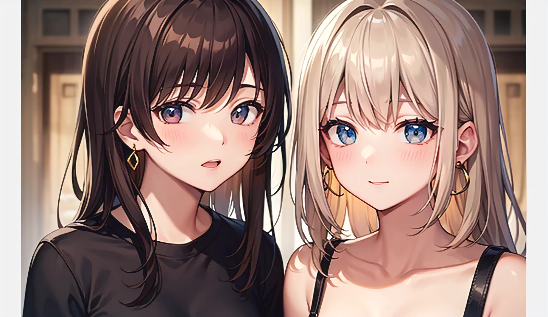 Brown hair、collarbone length hair、Beiju's mask、earrings、white skin、美people、girl１people、