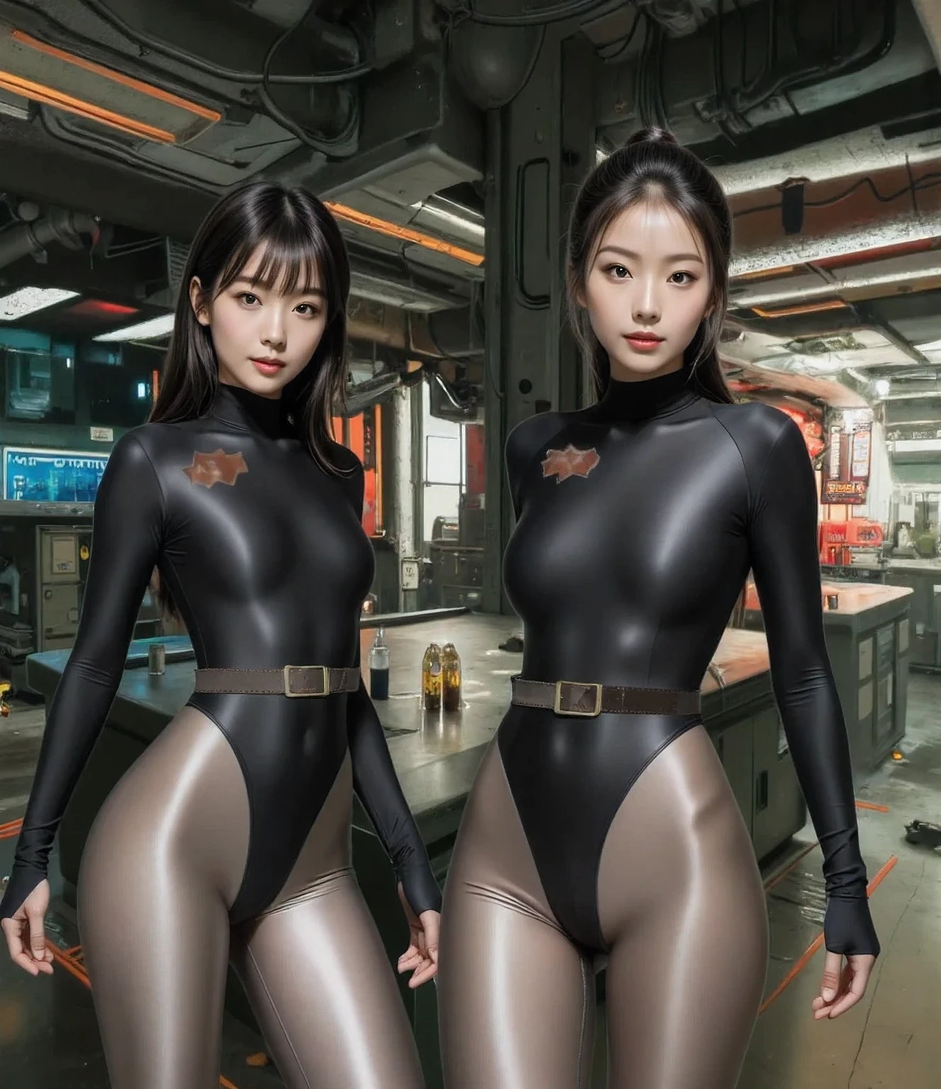 ((Top Quality、16K、​masterpiece:1.3))、a tall and beautiful woman、Perfect Figure:1.4、(retro futuristic aesthetic) Slim Abs、vulcan girl (from star trek) solo, Brown short hair、60s hairstyle (with hair bangs)、pointed ears, small eyebrows, No postural movement、Stand up straight、Huge bust、Highly detailed facial and skin texture、(A detailed eye, Symmetry Eyes, Clear realistic eyes, Double eyelidd、Cold-stricken face、Symmetrical face), tanned brown skin (illuminated, realistic shading sound), goth makeup, Royal sisters full of fans、The Telegraph Esbian、peach buttocks、(black futuristic Dress, Very Tight Knit), cleavage,  squart、(Raw foto:1.2)、((Photorealcitic:1.4))Top Quality、​masterpiece、Real Photography、very delicate and beautiful.、super detailed CG、Unity、8K photo wallpaper、delicate detail、best qualtiy、Highly detailed CG unity 8k wallpaper、absurderes、Incredibly Absurd、huge file size、extremely highly detailed、Hight Resolution、ighly Details、Beautiful detail girl、extremely detailed eyes and face、beautiful delicate eyes、Facial light、cinematic lightings、(big hips, thick thighs, beautiful legs, black pantyhose) 1girll、see -through,Watch your audience, Plane Air, high ponytail、ulzzang-6500、The Telegraph Esbian, different poses at different angles,