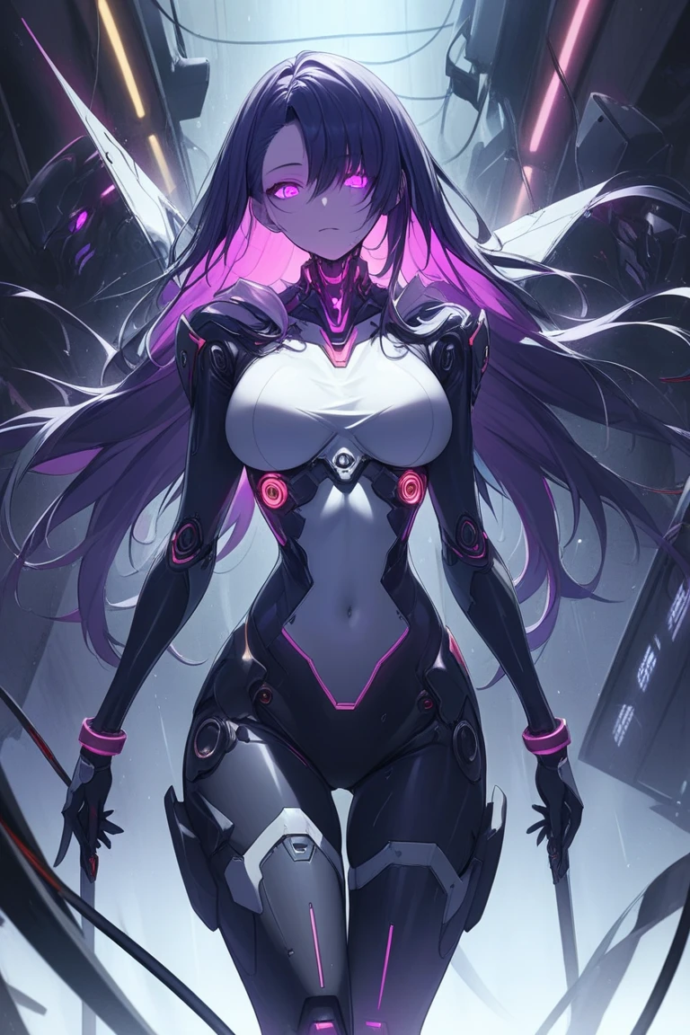beautiful cyberpunk vampire. night, neon, volumetric light, high dynamic range