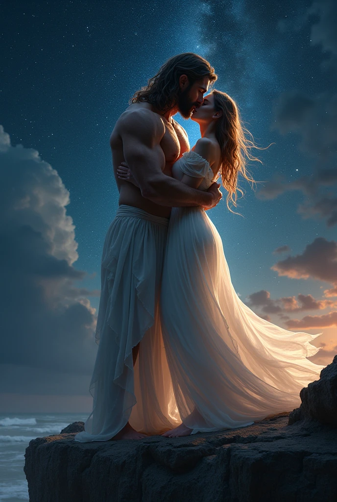 Generate an illustration on Mars and Venus as lovers, the illustration should have an ethereal effect to it,using Shinichi Sakamotos artstyle and it should have an ethereal artstyle to it