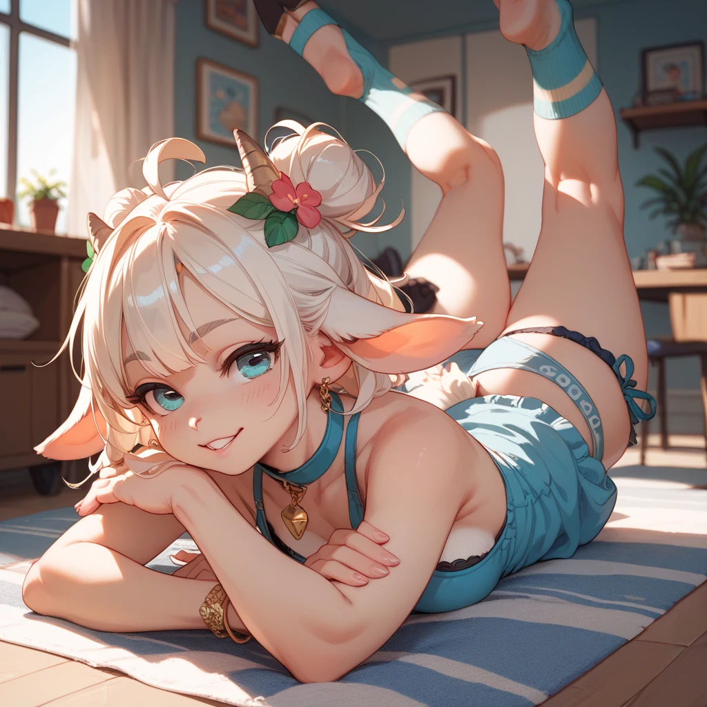 fantastic female furry goat , flexible , clothed